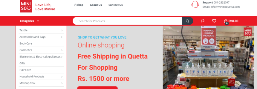 Miniso Quetta e-Commerce website